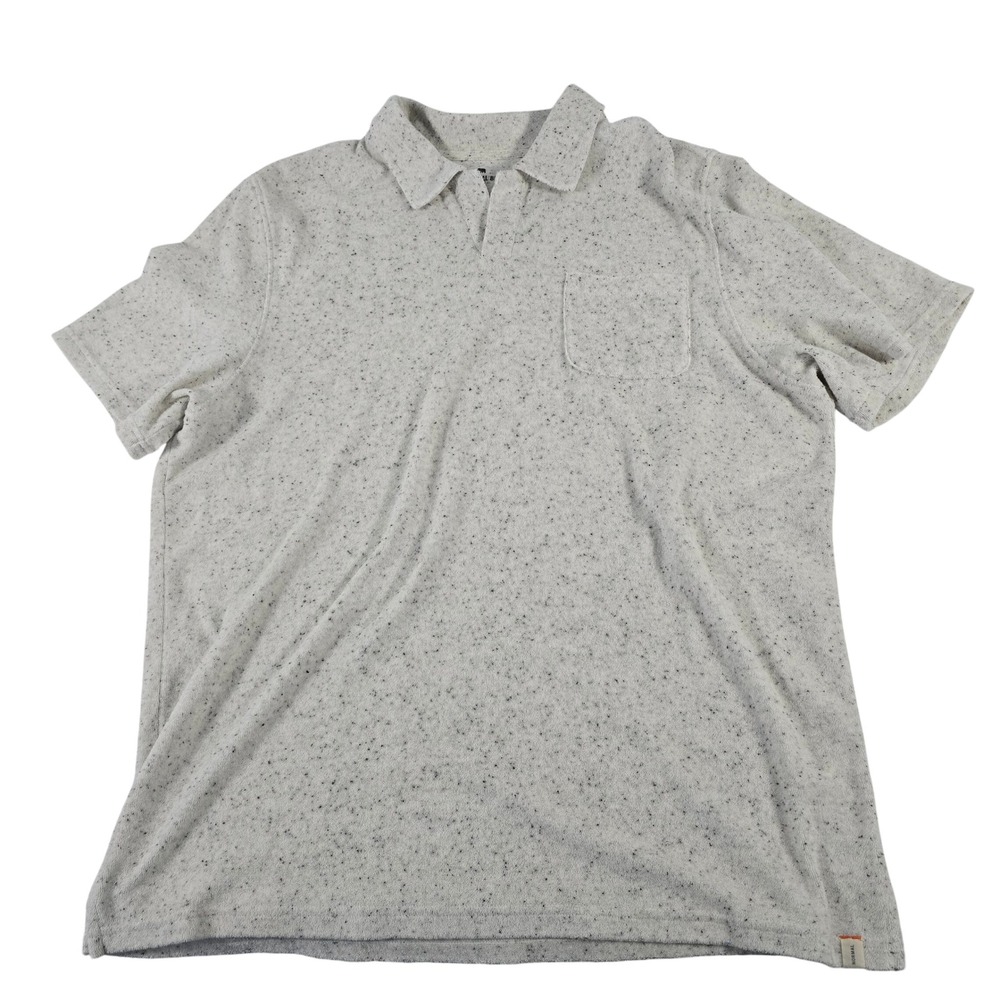 The Normal Brand Mens XL Speckled Oatmeal Polo Shirt Short Sleeve V-Neck Pocket